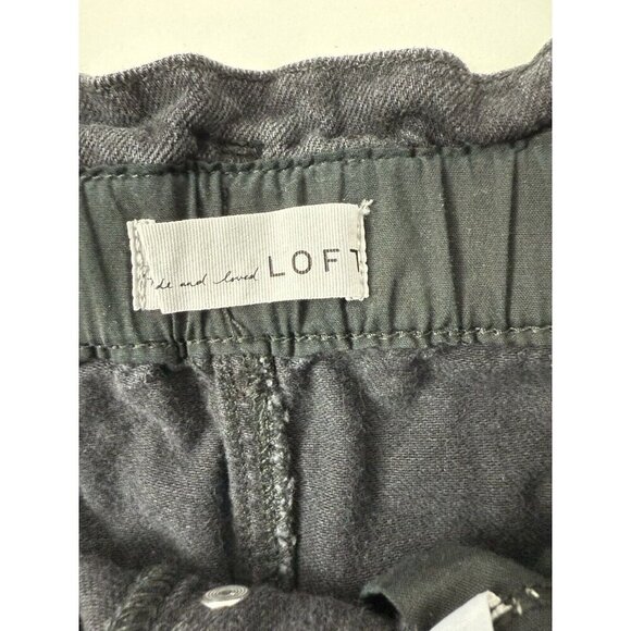 Loft Black Denim Button Fly Paper Bag Tie Denim Shorts Sz M NWOT - Picture 6 of 7